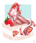 anthro canid canine dessert female food fox fruit ground_squirrel hair hi_res mammal pinup plant pose red_hair rodent sciurid shana solo strawberry v3nusbby 