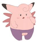  clefable clothed clothing female generation_1_pokemon genitals looking_at_viewer nintendo open_mouth pokemon pokemon_(species) pussy simple_background solo video_games white_background 