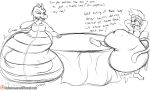  5_toes anthro anthro_pred belly big_belly breasts crocodile crocodilian crocodylid duo english_text featureless_breasts feet female female_pred hair half-closed_eyes hands_behind_head haplorhine hi_res hyper hyper_belly long_tail male male_pred mammal monkey monochrome narrowed_eyes novaspark open_mouth oral_vore primate reptile scalie sharp_teeth signature smile sound_effects spikes teeth text toes vore 