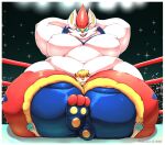  2022 anthro axton_(ns22) belly big_belly big_breasts blue_eyes breasts cinderace crossed_legs digital_media_(artwork) duo felid female generation_8_pokemon hi_res huge_breasts huge_thighs lagomorph leporid male male/female mammal nintendo obese obese_female overweight overweight_female pantherine pokemon pokemon_(species) rabbit soulman1 squish thick_thighs thigh_squish tiger video_games wrestling 