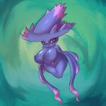  absurd_res big_breasts breasts female generation_4_pokemon gixar hi_res humanoid looking_at_viewer mismagius nintendo nipples open_mouth pokemon pokemon_(species) purple_body red_eyes solo thick_thighs video_games 