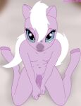  2014 anthro anthrofied artist_name blue_eyes dated equid equine fur genitals girly hasbro horse littlest_pet_shop looking_at_viewer looking_up looking_up_at_viewer mainnm-e male mammal mane navel nipples nude penis purple_body purple_fur solo unguligrade_anthro white_mane white_tail 