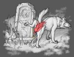  2021 bodily_fluids canid canine canis censored corn digital_media_(artwork) domestic_dog drooling feral flower food fur grass low_res male mammal nails one_leg_up open_mouth paws peeing plant pursuitsnail quadruped raised_leg raised_tail saliva shaded slobbermutt solo teeth tombstone vase 