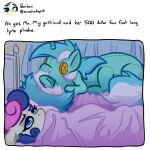  1:1 absurd_res ah_yes._me._my_girlfriend. awake bed blue_eyes blue_hair bonbon_(mlp) earth_pony equid equine female friendship_is_magic furniture green_hair hair hasbro hi_res horn horse lyra_heartstrings_(mlp) mammal meme multicolored_hair my_little_pony on_bed pink_hair plushie pony sleeping slefie twitter two_tone_hair under_covers unicorn white_hair witchtaunter 