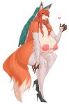  &lt;3 absurd_res anthro areola big_breasts blue_eyes blush breasts canid canine carsen claws clothing emma_(carsen) fangs female footwear fox fur hair hi_res high_heels huge_breasts legwear looking_at_viewer mammal nipples orange_body orange_fur orange_hair pink_areola pink_nipples sharp_claws smile solo tagme thigh_highs white_body 