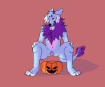  animated anthro bodily_fluids canid canine canis crescentcanine genital_fluids halloween holidays jack-o&#039;-lantern male mammal peeing solo urine watersports wolf 