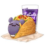  :3 cheese cup derivative_work drinking_glass food hololive hololive_english ice ice_cube lettuce napkin no_humans soda sour_cream studiolg taco takodachi_(ninomae_ina&#039;nis) tomato 