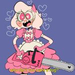  &lt;3 anthro blush bovid caprine chainsaw clothing darkner deltarune eyewear fluffy_ears girly glasses gloves goat handwear horn maid_uniform male mammal open_mouth pink_clothing pink_gloves pink_handwear pink_horn pink_pupils pink_ribbon pink_uniform power_tool pupils ralsei ribbons simple_background solo tabs text tools toony undertale_(series) uniform video_games ztermidsy 