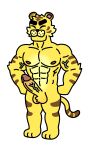  abs animal_crossing anthro ball_tuft biceps erection eyes_closed felid genitals hi_res male mammal mint_disaster muscular nintendo pantherine pecs penis simple_background solo standing tiger tuft tybalt_(animal_crossing) vein veiny_muscles veiny_penis video_games white_background 