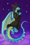  collar cute_expression dragon dreamworks feral hi_res how_to_train_your_dragon kigurumi male night_fury paws scalie skyvo solo western_dragon wings 