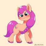  blush braided_hair cutie_mark digital_media_(artwork) earth_pony equid equine female feral fetlocks green_eyes hair hasbro hooves horse leo19969525 mammal mlp_g5 my_little_pony orange_body pink_hair pink_tail pony signature simple_background smile solo sunny_starscout_(mlp) 