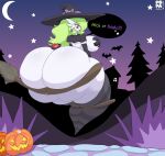  anthro big_breasts big_butt breasts broom broom_riding butt candy cleaning_tool clothed clothing dessert digital_media_(artwork) female food fruit gardevoir generation_3_pokemon green_hair hair halloween halloween_costume halloween_decoration hat headgear headwear hi_res holidays huge_breasts huge_butt humanoid hyper hyper_butt jack-o&#039;-lantern legwear magic_user moon nintendo not_furry nude open_mouth plant pokemon pokemon_(species) popansfw pumpkin red_eyes smile solo text thick_thighs tongue video_games wide_hips witch witch_hat 