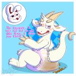  ambiguous_gender anthro blush checkered_background chikn_nuggit crescent_moon demon diaper dragon feces flirting fur fwench_fwy_(chikn_nuggit) hi_res iscream_(chikn_nuggit) lagomorph leporid long_nails mammal messing messing_diaper messy_diaper moon onomatopoeia pattern_background pink_diaper pink_eyes pooping rabbit rear_view red_eyes scat shadow shadyadi1 simple_background sitting soiled_diaper soiling soiling_diaper sound_effects speech_bubble text tongue tongue_out white_body white_diaper white_fur 