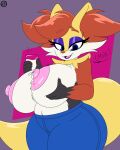  absurd_res anthro areola bangs big_areola big_breasts big_nipples blue_eyes bodily_fluids bottomwear breast_grab breast_squish breasts canid canine clothed clothing container cup delphox denim denim_clothing ear_tuft eyeshadow female fluffy fluffy_tail food fox generation_6_pokemon glass glass_container glass_cup glass_of_milk hand_on_breast hi_res huge_breasts jeans lactating lipstick makeup mammal mature_female milk nintendo nipples nr_ac offering_food overweight overweight_female pants pants_only pink_areola pink_nipples pokemon pokemon_(species) shoulder_tuft solo squish thick_thighs topless tuft video_games 