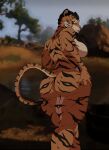  anthro bethesda_softworks big_breasts big_butt breasts butt felid female hair hi_res huge_butt khajiit looking_at_viewer looking_back mammal muscular muscular_anthro muscular_female nipples nude pantherine snytchell solo stripes the_elder_scrolls thick_thighs tiger video_games wide_hips 