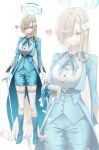  12xiaopumpit29 1girl absurdly_long_hair absurdres ace_(playing_card) ace_of_clubs ace_of_diamonds alternate_costume aqua_boots aqua_bow aqua_bowtie aqua_coat aqua_eyes aqua_shorts aqua_vest asuna_(blue_archive) bell_sleeves blonde_hair blue_archive blue_gem blue_halo blush boots bow bowtie breasts cane card club_(shape) coat coattails collared_shirt commentary diamond_(shape) dot_nose frilled_shirt frilled_shirt_collar frills full_body garter_straps gem gloves grin hair_over_one_eye hair_over_shoulder halo hat hat_bow heart high_heel_boots high_heels highres holding holding_cane holding_unworn_clothes holding_unworn_hat impossible_clothes impossible_shirt jacket knee_boots lace-up_boots lapels large_breasts long_hair long_sleeves looking_at_viewer magician open_clothes open_coat pale_skin playing_card playing_card_hair_ornament shirt short_shorts shorts simple_background skindentation smile solo standing tailcoat thighhighs top_hat unworn_hat unworn_headwear very_long_hair vest white_background white_garter_straps white_gloves white_hat white_shirt white_thighhighs wide_hips zoom_layer 