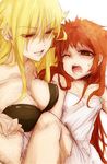  breast_press breasts emiya_shirou fate/stay_night fate_(series) genderswap genderswap_(mtf) gilgamesh large_breasts medium_breasts multiple_girls sketch warakusa yuri 