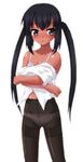  black_hair brown_eyes crotch_seam dress_shirt hayashiya_zankurou k-on! long_hair nakano_azusa panties panties_under_pantyhose pantyhose shirt solo thighband_pantyhose twintails underwear undressing 