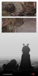  1girl 1other absurdres antlers black_skirt blonde_hair brown_hair checkered_clothes checkered_sweater_vest commentary deer_antlers deer_girl deer_tail deltarune english_commentary english_text furry furry_female goomyloid heart highres horns kris_(deltarune) long_hair lying lying_on_water noelle_holiday on_stomach red_soul_(utdr) seiza sitting sitting_on_water skirt soul_(utdr) sweater_vest tail utdr_(toby_fox) water weird_route_(deltarune) 