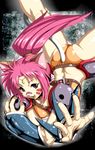  alexander_(artist) animal_ears ass bad_id bad_pixiv_id copyright_request falling highres kouryuu_densetsu_villgust muscle pink_eyes pink_hair ponytail solo tail 