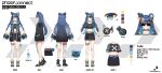  1girl absurdres anger_vein animal_ears ankle_socks artist_name beamed_eighth_notes bear_ears bear_girl bear_tail belt black-framed_eyewear black_choker black_shirt black_shoes black_skirt blue_eyes blue_hair blue_nails blue_streaks blue_tail blush bone_ornament bone_print bracelet button_hair_ornament character_name character_profile choker close-up collarbone commentary copyright_logo copyright_name copyright_notice crop_top cropped_shirt drawstring eighth_note english_commentary english_text footwear_ornament from_behind from_side fujikura_uruka fujikura_uruka_(1st_costume) full_body grey_background hair_ornament hairclip headphones headphones_for_animal_ears high-waist_skirt highres jacket jewelry kuma_(fujikura_uruka) legwear_garter logo long_hair long_sleeves looking_at_viewer luggage_tag luzzi_(milllim) midriff miniskirt multicolored_hair multicolored_jacket multiple_bracelets multiple_hairclips multiple_views musical_note musical_note_hair_ornament musical_note_print musical_staff musical_staff_print notched_ear official_art open_clothes open_jacket phase_connect pocket portrait print_shirt print_skirt quarter_note reference_sheet revision second-party_source see-through_clothes see-through_hair see-through_sleeves shirt shoes short_eyebrows short_sleeves single_legwear_garter single_thighhigh skirt sleeves_past_wrists sneakers socks sparkle standing straight-on streaked_hair sunglasses sweat t-shirt tail thighhighs virtual_youtuber white_belt white_socks white_thighhighs 