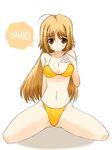  428 aonagi_hayate bad_id bad_pixiv_id bikini blonde_hair brown_eyes canaan long_hair oosawa_maria solo spread_legs swimsuit 