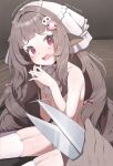  1girl animal_ears areola_slip breasts estelle_(vtuber) garter_straps hair_intakes hair_ornament highres holding holding_scissors indie_virtual_youtuber long_hair looking_at_viewer onion_(tamanegi) open_clothes pov scissors sheep_ears sheep_girl sheep_hair_ornament small_breasts solo thighhighs underwear underwear_only virtual_youtuber white_garter_straps white_thighhighs 