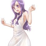  :d bad_id bad_pixiv_id bare_shoulders breasts eyelashes heartcatch_precure! kurumi_momoka long_hair nipples open_mouth precure purple_eyes purple_hair see-through small_breasts smile solo yorozumura 