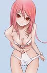  areola_slip areolae bad_id bad_pixiv_id bare_shoulders breasts highres long_hair lucia_(pangya) medium_breasts one-piece_swimsuit pangya pink_eyes red_eyes smile solo swimsuit swimsuit_pull yummy_yoi 