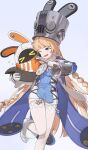  1girl absurdres bangboo_(zenless_zone_zero) blonde_hair blue_coat boots breasts coat commentary eous_(zenless_zone_zero) gloves grey_boots highres large_hat long_hair norma_hollowell smile thighhighs white_gloves white_thighhighs zenless_zone_zero zorrie_02076 