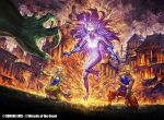  1boy 2girls arina_nary aura blonde_hair celes_chere claws colored_skin fighting_stance final_fantasy final_fantasy_vi fire glaring green_skin holding holding_sword holding_weapon humbaba kneeling magic:_the_gathering monster multiple_girls muscular muscular_male official_art open_mouth pink_hair pink_skin planted planted_sword sabin_rene_figaro sword terra_branford trance_terra_branford weapon 