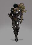  1boy arm_armor armor armored_boots belt belt_buckle belt_pouch black_boots black_hair black_pants black_shirt boots brown_pants buckle concept_art face_harness green_scarf gunz_2_the_second_duel gunz_the_duel jerrypark lace-up_boots metal_jaw multiple_belts official_art pants pouch rivets scarf shirt shoulder_armor sword thigh_armor thigh_strap tight_clothes tight_shirt weapon 