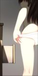  akino_sora ass bent_over black_hair butt_crack from_behind highres kneepits looking_back original panties panty_pull solo topless underwear undressing 