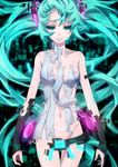  aqua_eyes aqua_hair belt breasts bridal_gauntlets digital_dissolve dissolving_clothes hatsune_miku hatsune_miku_(append) long_hair medium_breasts shanpao solo twintails very_long_hair vocaloid vocaloid_append 