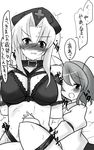  antennae bdsm blush bondage bound buuwa collar greyscale hat highres long_hair monochrome multiple_girls rope touhou translated wriggle_nightbug yagokoro_eirin yuri 