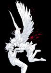  1girl 1other angel_wings animal_ears antlers closed_eyes commentary_request deer_antlers deer_ears deer_girl deltarune elosia flying furry furry_female highres holding_hands horns korean_commentary kris_(deltarune) long_hair long_sleeves noelle_holiday open_mouth pants short_hair skirt smile spot_color sweater utdr_(toby_fox) wings 