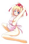  alice_margatroid apron armpits barefoot bdsm blush bondage bound face feet naked_apron nirap ribbon ribbon_bondage solo touhou 