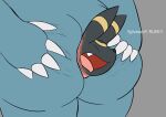  anal anal_transformation anal_vore butt claws duo eeveelution feral generation_1_pokemon generation_2_pokemon justwhite male male/male nintendo pokemon pokemon_(species) snorlax spread_butt spreading text transformation umbreon video_games vore 