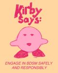  2020 ambiguous_gender character_name digital_media_(artwork) english_text front_view gaydottiff hi_res kirby kirby_(series) male_(lore) nintendo not_furry open_mouth pink_body quote simple_background solo text video_games waddling_head yellow_background 
