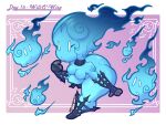 2021 absurd_res bangboodoragon blue_body boots breasts butt clothing collar featureless_breasts female fire footwear ghost gloves group handwear hi_res humanoid mostly_nude pseudo_hair simple_background spirit thick_thighs will-o-wisp 