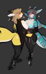  2022 5_fingers anthro areola breasts clothed clothing digital_media_(artwork) duo ear_piercing ear_ring eyebrows eyelashes female fingers fish marine ni70 nipples non-mammal_breasts piercing ring_piercing shark simple_background standing 