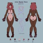  1:1 2022 anthro breasts brown_body brown_fur butt carly_bear cupcakecarly female fingerpads fur hair hi_res mammal model_sheet nipples nude pawpads pink_hair simple_background solo standing ursid 