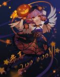  1girl 8bupolbwaxx2mve animal_ears bird_ears bird_wings black_dress black_footwear black_headwear black_thighhighs brown_eyes dress halloween halloween_costume hat hat_ornament jack-o&#039;-lantern jack-o&#039;-lantern_hat_ornament mystia_lorelei open_mouth pink_hair shoes short_hair smile solo star_(symbol) thighhighs touhou touhou_mystia&#039;s_izakaya white_wings winged_footwear wings wrist_cuffs 