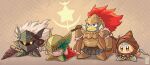  2boys 2others armor bandana_waddle_dee cosplay elden_ring highres king_dedede kirby kirby_(series) melina_(elden_ring) meta_knight multiple_boys multiple_others uchivstheworld witch-hunter_jerren 