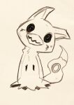  ambiguous_gender empty_eyes front_view full-length_portrait generation_7_pokemon looking_at_viewer mimikyu monochrome mouth_closed nintendo penguinexperience pokemon pokemon_(species) portrait simple_background solo standing unsigned video_games 