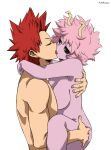  ashido_mina breasts duo eijiro_kirishima female french_kissing hair hi_res horn horned_humanoid human humanoid kissing male male/female mammal my_hero_academia pink_body pink_hair rakkusu red_hair sex simple_background white_background 