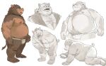  2022 absurd_res anthro belly big_belly brown_body clothing hi_res humanoid_hands huynhduyad14 kemono male mammal moobs multiple_poses nipples overweight overweight_male pose solo suid suina sus_(pig) underwear wild_boar 