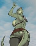  2021 5_fingers anthro argonian armor back_boob bethesda_softworks big_breasts bluedraggy bottomwear breasts butt claws clothed clothing cokesero colored deeja eyelashes female fingers fondling hand_on_breast hi_res holding_breast horn legwear looking_back low-angle_view miniskirt narrowed_eyes nipples non-mammal_breasts pauldron portrait rear_view scales scalie scar self_fondle sharp_teeth skindentation skirt skyrim smile solo squish standing stockings tail_under_skirt teeth the_elder_scrolls thigh_highs thigh_squish three-quarter_portrait topless upskirt video_games 