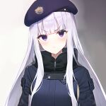  ai-generated annoyed beret hat jacket long_hair nai_diffusion non-web_source purple_beret purple_eyes purple_jacket serious tamaki_shion white_hair 