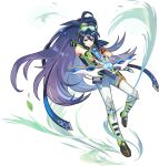  absurdres aqua_eyes artist_request black_hair bow_(weapon) crossbow gloves goggles goggles_on_head green_gloves highres latale long_hair pants solo weapon white_pants wind_stalker_(latale) 